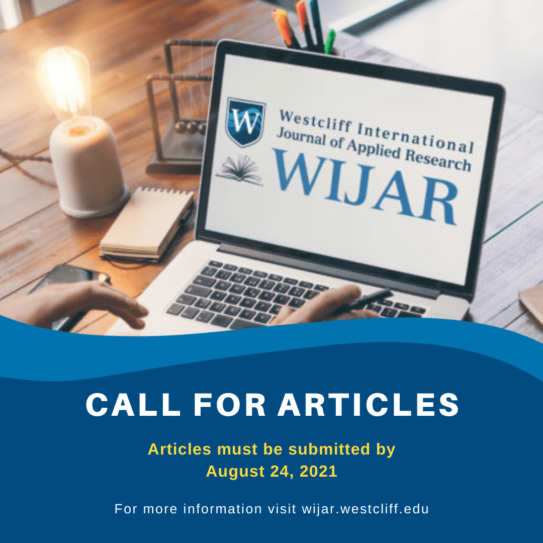 this is an image for the westcliff institutional journal of applied research as a reminder to submit journals and articles