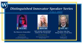 this is a graphic image of Westcliff University's Fall 2021 Distinguished Innovator Speaker Series