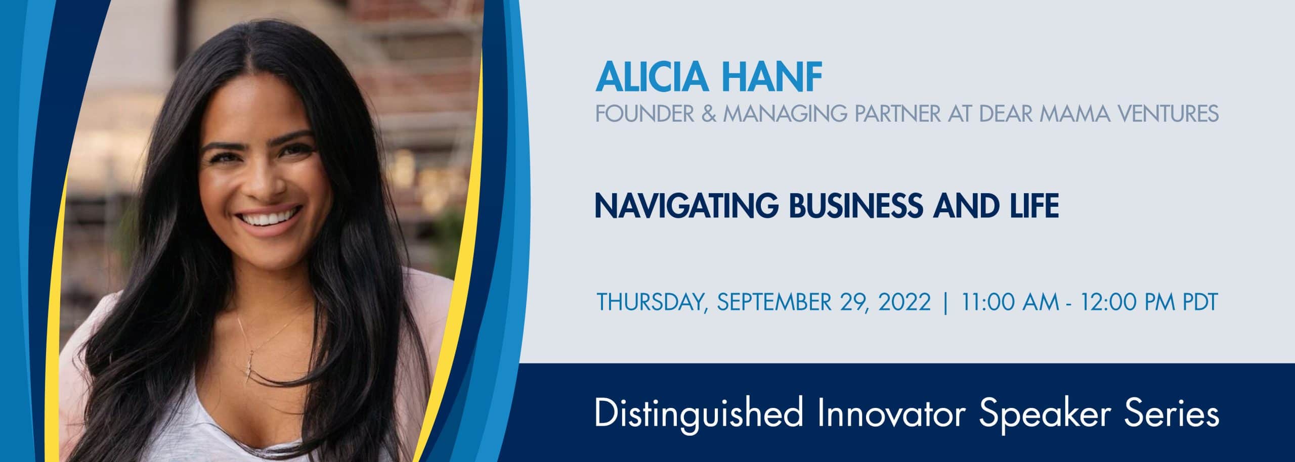 this is an image of westcliff's upcoming distinguished innovator speaker series speaker alicia hanf