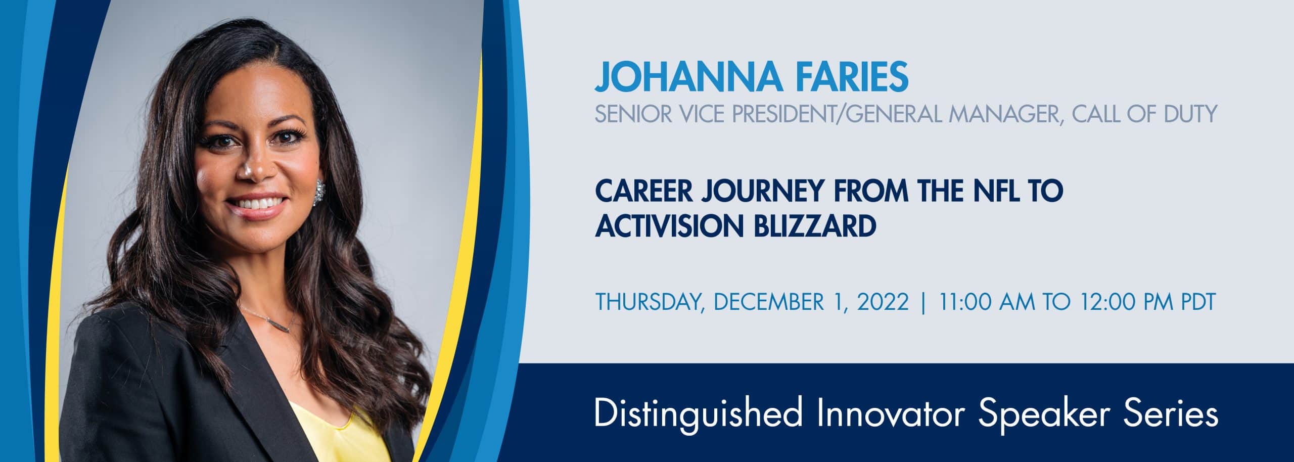 this is a banner image of westcliff university upcoming guest speaker johanna faries