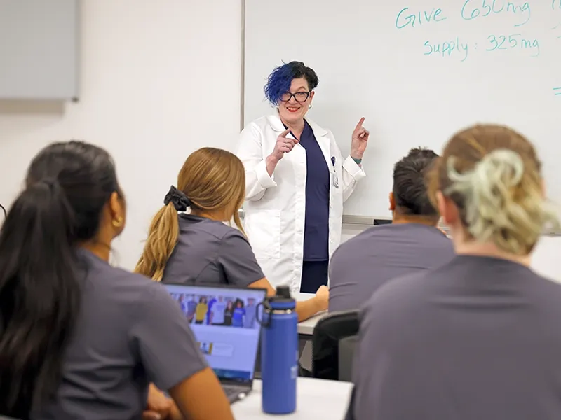 Westcliff University College of Nursing, Corona Campus, Erica Martinez with students