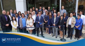 Westcliff University Dallas campus grand opening event with students, faculty, and leadership