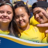 Students and Westcliff athletes participating in Inclusive Sports Day activities at Edison High School in Huntington Beach
