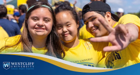 Students and Westcliff athletes participating in Inclusive Sports Day activities at Edison High School in Huntington Beach