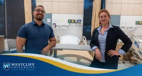 Westcliff University College of Nursing faculty members teaching and mentoring nursing students in a classroom and lab environment.