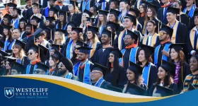 Westcliff University College Students in cap and gowns graduating